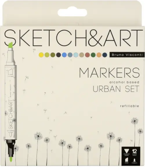 Набор скетч маркеров Sketch&Art. Архитектура, двусторонние, 12 цветов