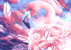 Алмазная мозаика. Розовый фламинго