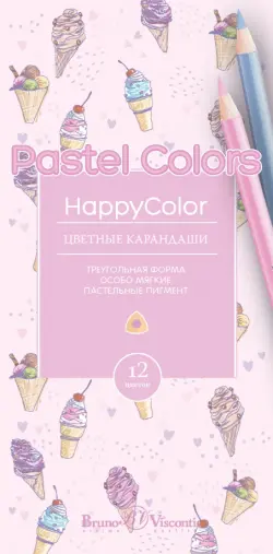 Карандаши цветные HappyColor, 12 пастельных цветов