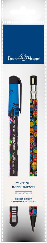 Набор: ручка HappyWrite шариковая и карандаш механический FunGraphix. Сказочные животные