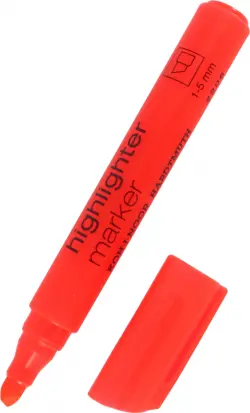 Маркер-текстовыделитель, скошенный, 1-5 мм., красный