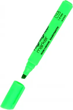 Маркер-текстовыделитель, скошенный, 1-5 мм., зеленый