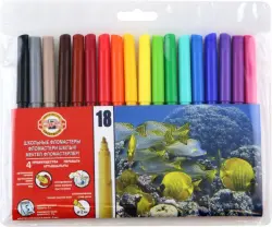 Фломастеры Fish, 18 цветов, смываемые
