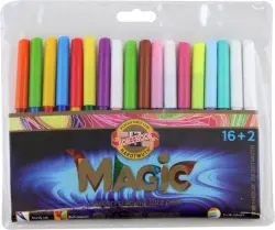 Фломастеры Magic, 16 цветов, 2 преобразователя цвета