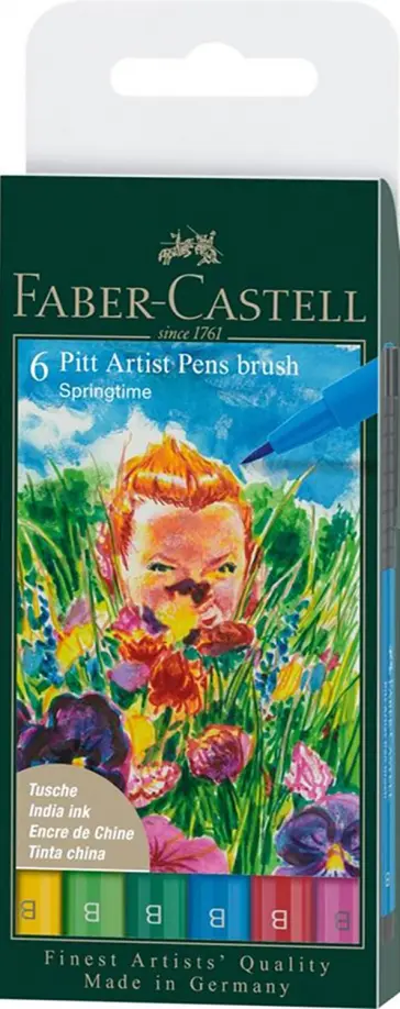 Ручки капиллярные Brush Spring, 6 цветов