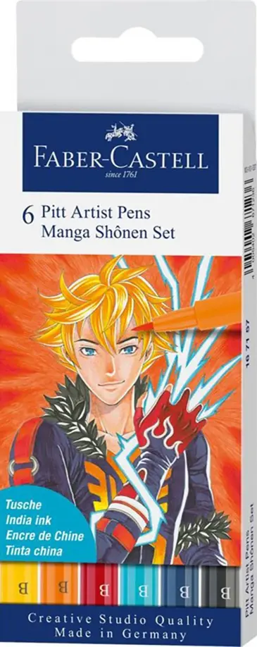 Ручки капиллярные Brush Manga Shonen, 6 цветов