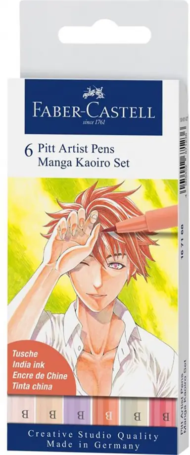 Ручки капиллярные Brush Manga Kaoiro, 6 цветов