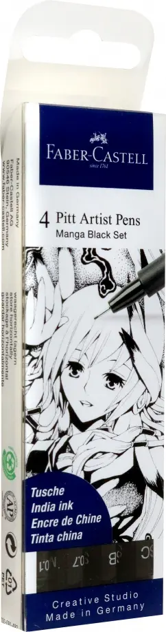 Ручки капиллярные Manga, черные, 4 штуки