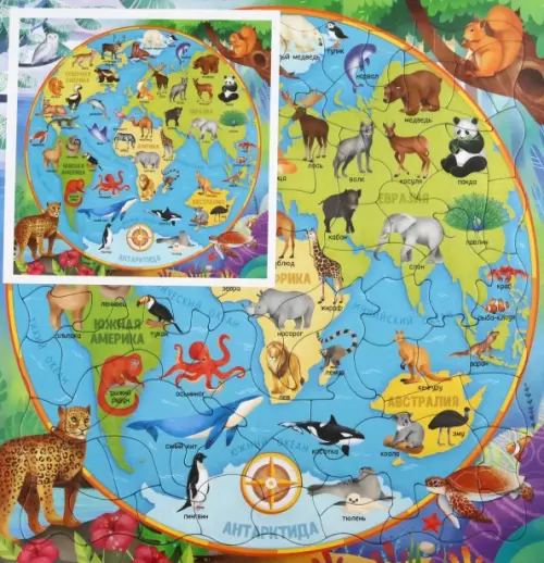 Пазл-80 Карта мира. Животные, 496.00 руб