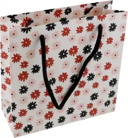 Пакет подарочный Sent, черные и красные цветы