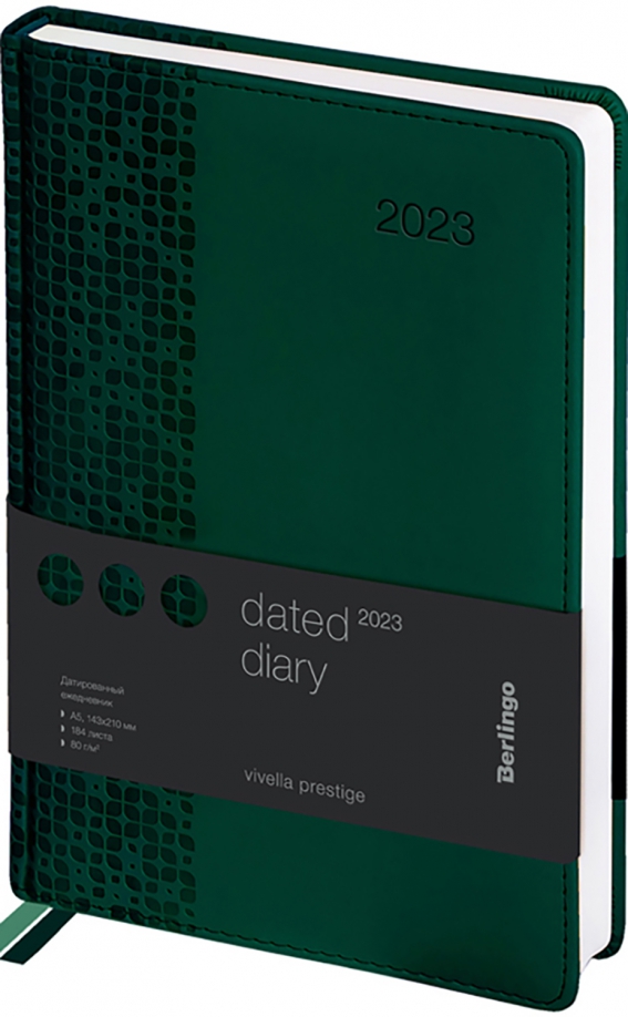Ежедневник датированный 2023 Prestige А5, зеленый