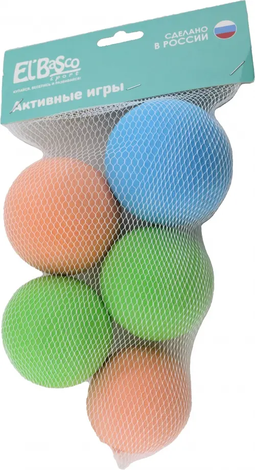 Мягкие мячики, диаметр 7 см, 5 штук