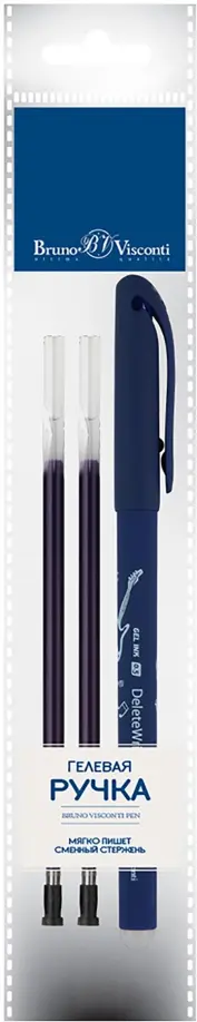 Ручка Пиши-стирай, DeleteWrite Art. Музыка, синяя, с 2 запасными стержнями