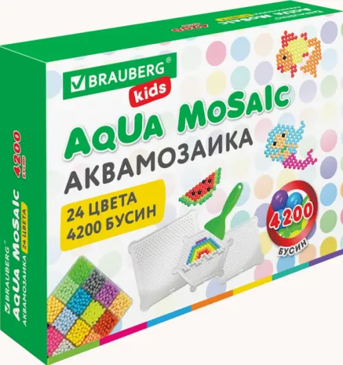 Аквамозаика, 24 цвета, 4200 бусин, с трафаретами, инструментами и аксессуарами, 1812.00 руб