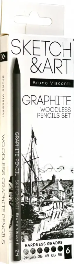 Набор карандашей цельнографитных Sketch&Art, 6 штук
