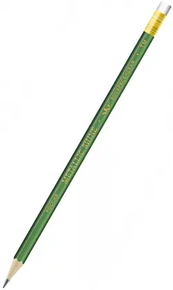 Карандаш чернографитный, заточенный с ластиком, HB, зеленый