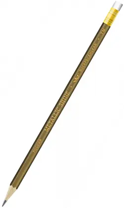 Карандаш чернографитный, заточенный с ластиком, HB, сиена золотистая