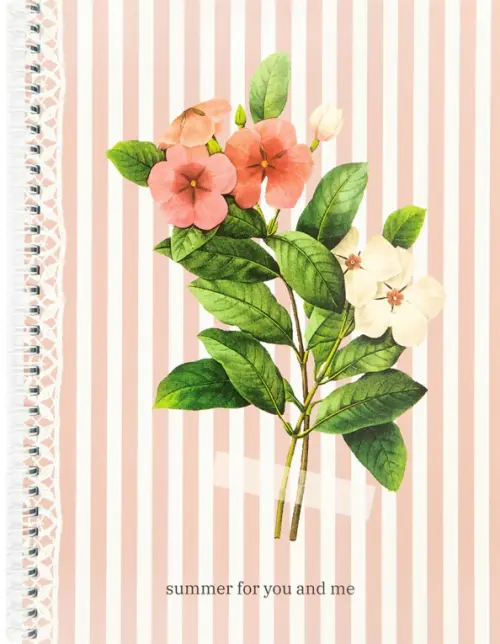Тетрадь Flowers, розовый, A4, 80 листов, клетка, спираль, 169.00 руб