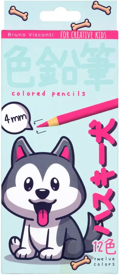 Карандаши цветные пластиковые Kawaii Animals, 12 цветов, в ассортименте
