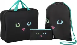 Школьный набор Black cat, папка А4, мешок для обуви, пенал-косметичка