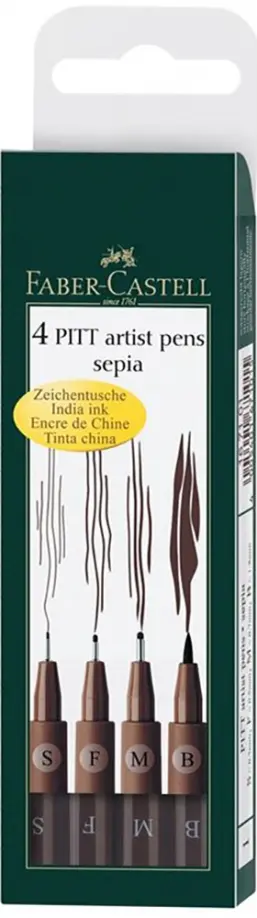 Ручки капиллярные Pitt Artist, сепия темная, 4 штуки, 1364.00 руб