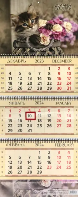 Календарь квартальный на 2024 год Котенок