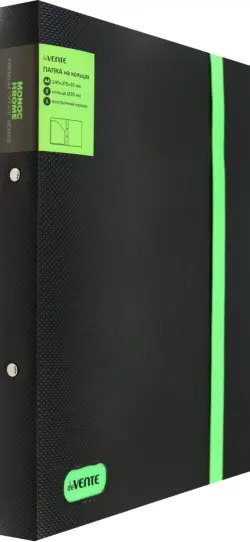 Папка на кольцах Monochrome, черная с зеленым, А4