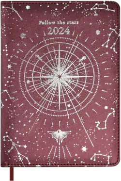 Ежедневник датированный на 2024 год Астрологический, коричневый, А6+, 200 листов