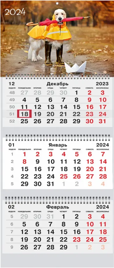 Календарь квартальный на 2024 год Домашние любимцы 8 - 