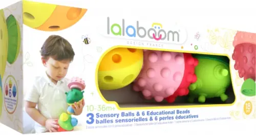 3 тактильных мяча Lalaboom, 18 деталей