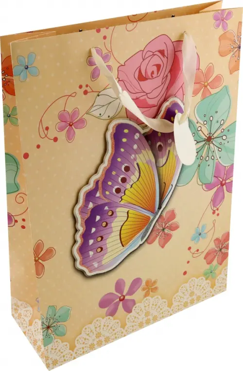 Пакет подарочный Бабочка в цветах