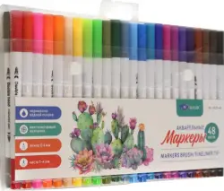 Набор маркеров, 48 цветов, линер-кисть