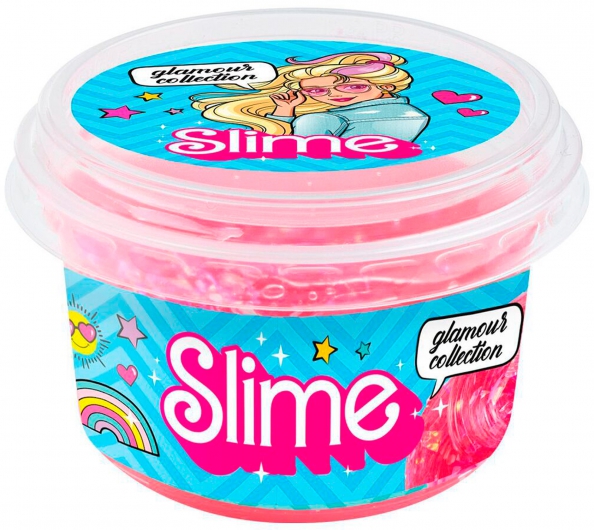 Slime glamour collection clear, розовый