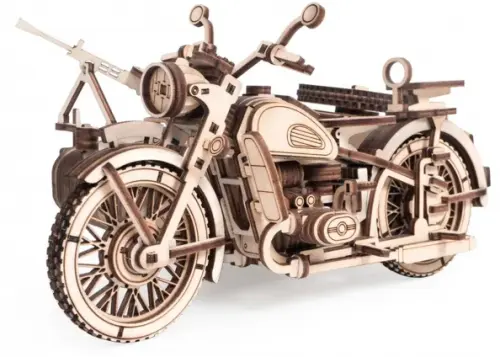 Сборная модель из дерева Мотоцикл с коляской Уран