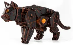 Сборная модель деревянная 3D Механический Черный Кот. Кошка