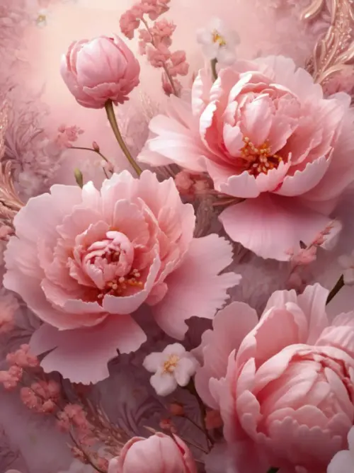 Алмазная мозаика Розовые цветы, с подрамником