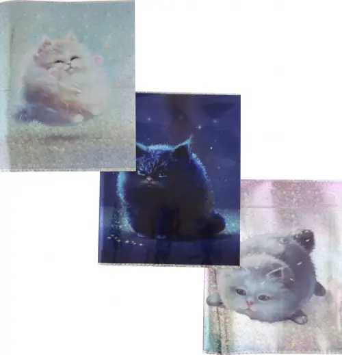 Обложки для тетрадей с голографическим рисунком Коты, 3 штуки Феникс+, цвет серый
