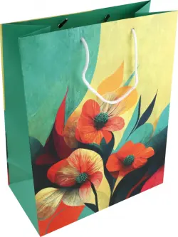 Пакет подарочный Цветы на бирюзовом