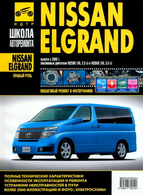 Nissan Elgrand (правый руль). Руководство по эксплуатации, тех. обслуживанию и ремонту. С 2002 г. - 